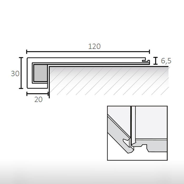 Profil base d´escalier SPC ESSENCE 1220x120x30 mm