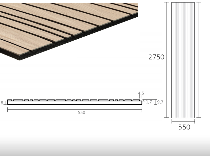 Revêtement acoustique mural en latte GS | BAR CODE